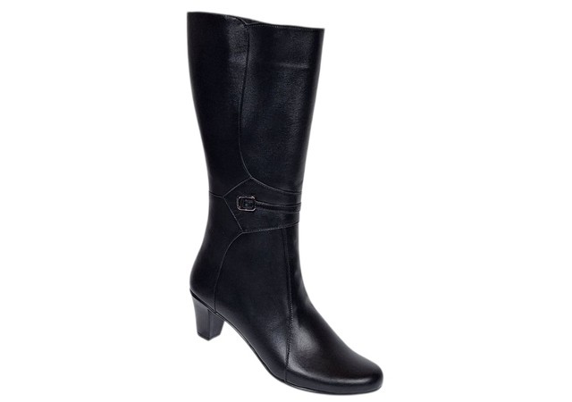 Cizme lungi dama din piele naturala, cu fermoar, negre, IMBLANITE - MVS33